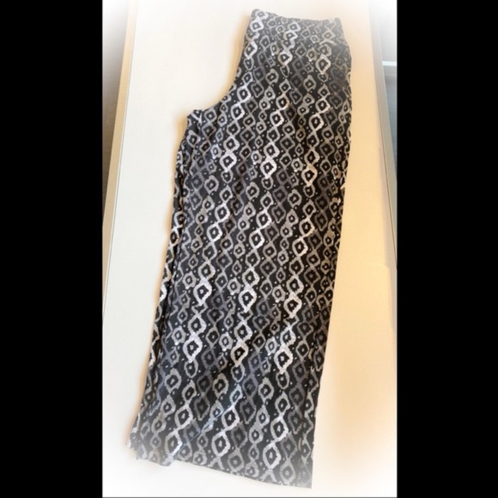 NEW Faded Glory Black and White Patterned  Boho Style Wide Leg Palazzo Pants